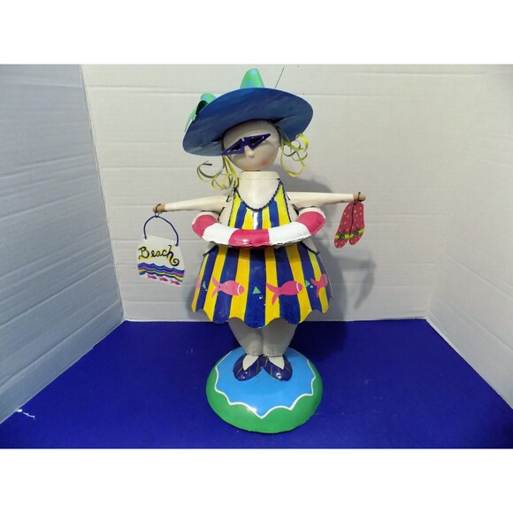 Metal Bathing Beauty Beach Lady Bobble Head Wobble - Picture 1 of 5